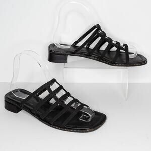 Donald J Pliner Women's Freya Sandals Slip On Open Strappy Italy Black 6.5 | AQ